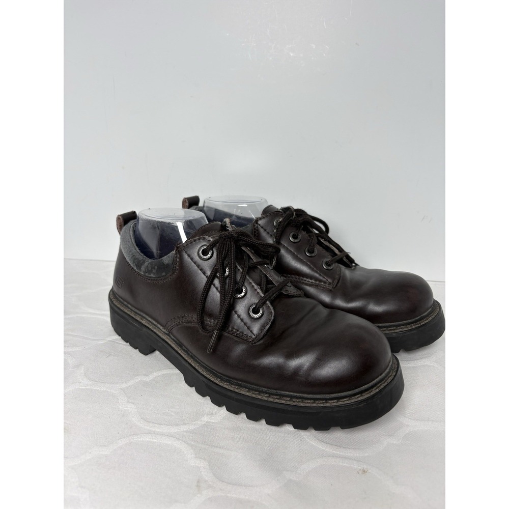 Skechers Chunky Y2K Jammer Shoes Men Size 9 Brown Leather Lace Up Retro Oxford